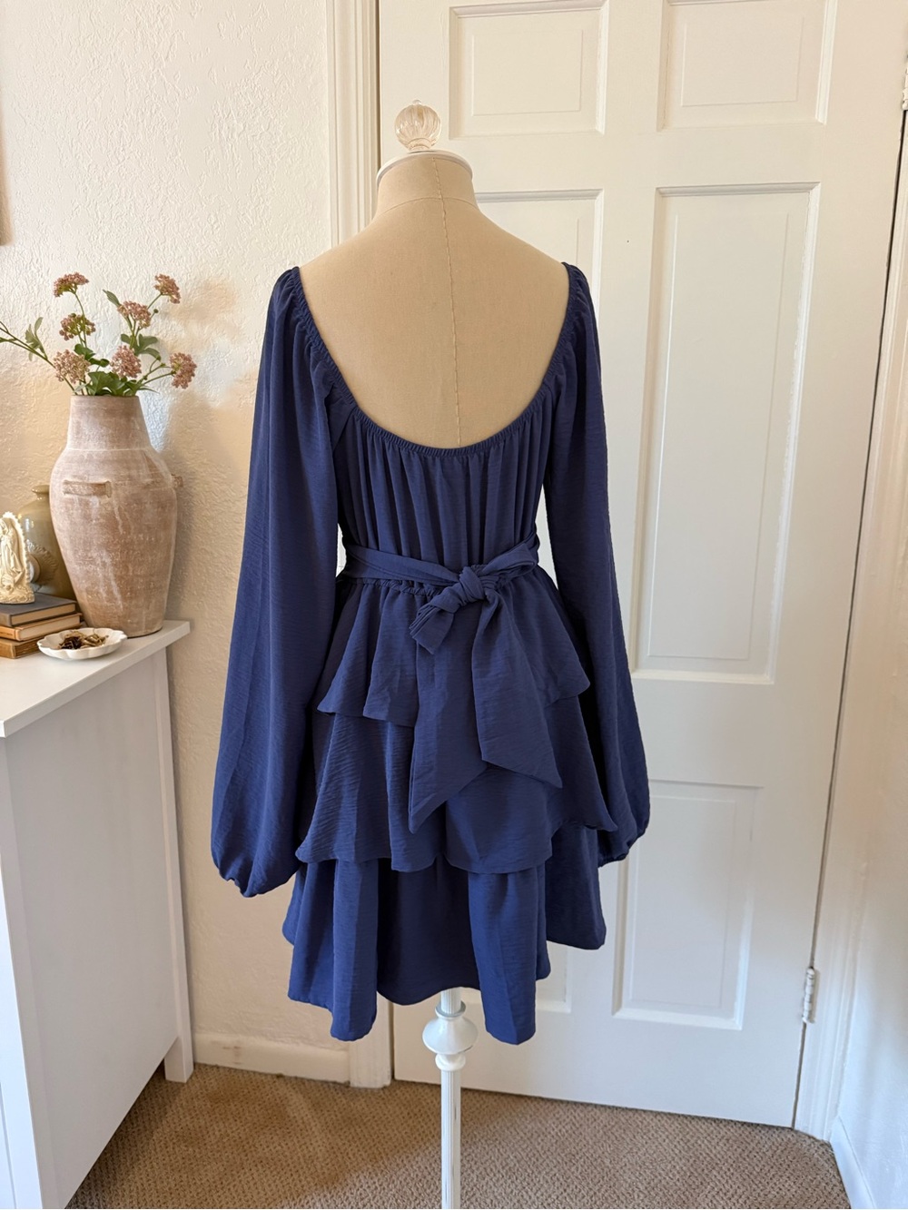 Dry Goods Blue Tiered Long Sleeve Dress - Picture 4 of 7